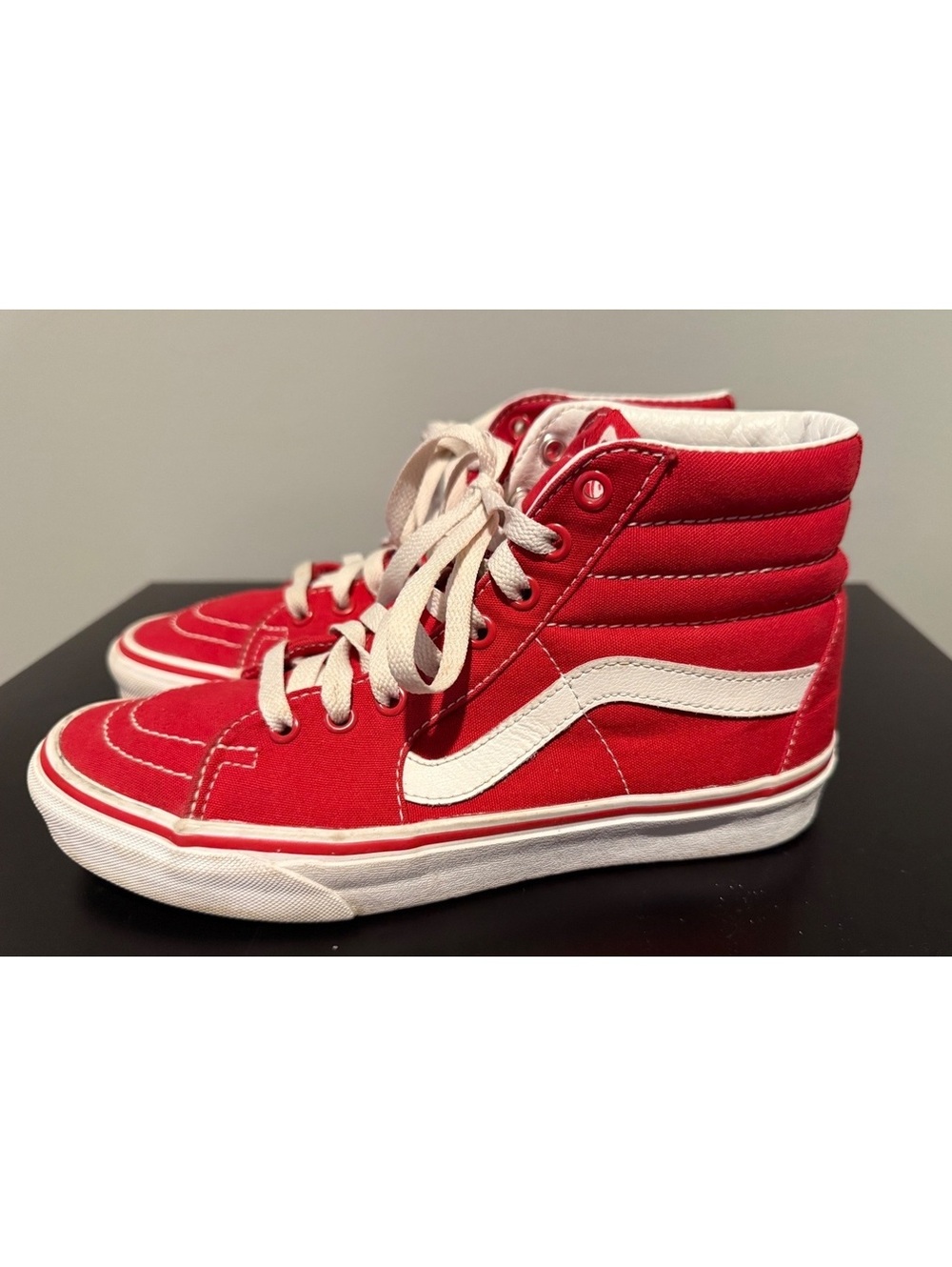 Vans Sk8-Hi Red and White High Top Skate Shoes Men's Size 6.5